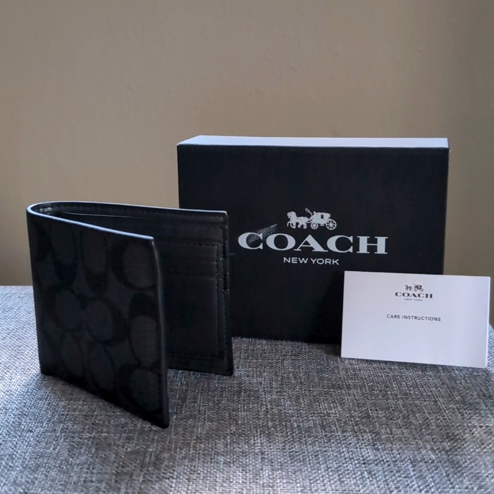 Men's 3 in 1 Compact Coach Wallet Leather